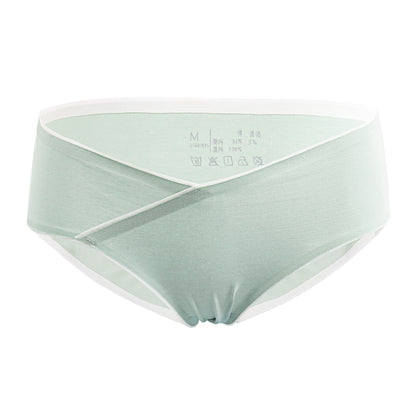 Cotton laser cutting pregnant women's low rise underwear breathable  maternity panties cross-criss belly support pregnancy brief