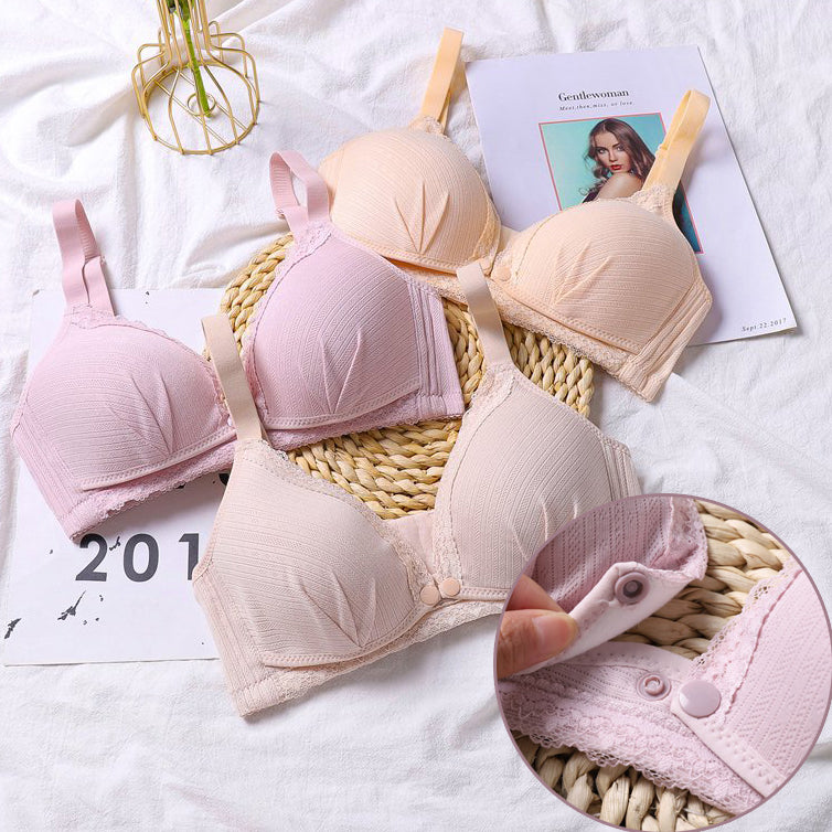 Women Maternity Bra Breastfeeding Supporting Bust Feeding Bra Front Open Adjustable Shoulder Straps Cotton Nursing Bra