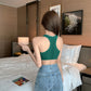 Summer Removable Pad Front Open Button Yoga Sports Bra Sexy Cardigan Tank Tops Sleeveless Fitness Camisole