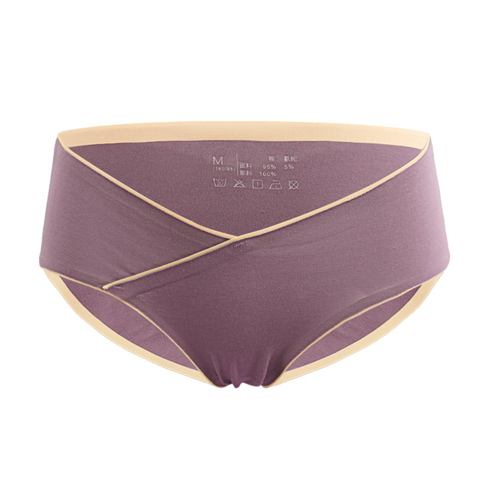 Cotton laser cutting pregnant women's low rise underwear breathable  maternity panties cross-criss belly support pregnancy brief