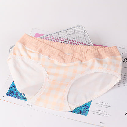 New Pregnant Women's Underwear Plaid Low-waist Breathable Pregnancy Maternity Panties Belly Support Briefs