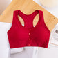 Summer Removable Pad Front Open Button Yoga Sports Bra Sexy Cardigan Tank Tops Sleeveless Fitness Camisole