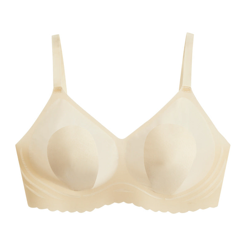 Summer Seamless Big Breasts, Small and Light Underwear, Thin Cups, Comfortable, Anti-glare, Small Rabbit Ears, No Steel Ring Bra