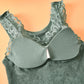 Cotton terry lace slim thermal seamless underwear soft women winter V-neck vest with removable pad