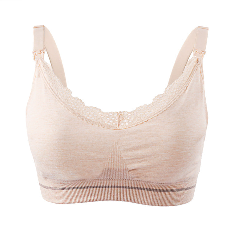 Cotton seamless maternity bra removable padded Modal breastfeeding underwear front opening comfortable wireless nursing bra