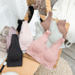 High-quality In-stock Lace Seamless Bra Padded For Women Sexy V-neck Padded Bra Tops Wirefree Ribbed Bralette Underwear
