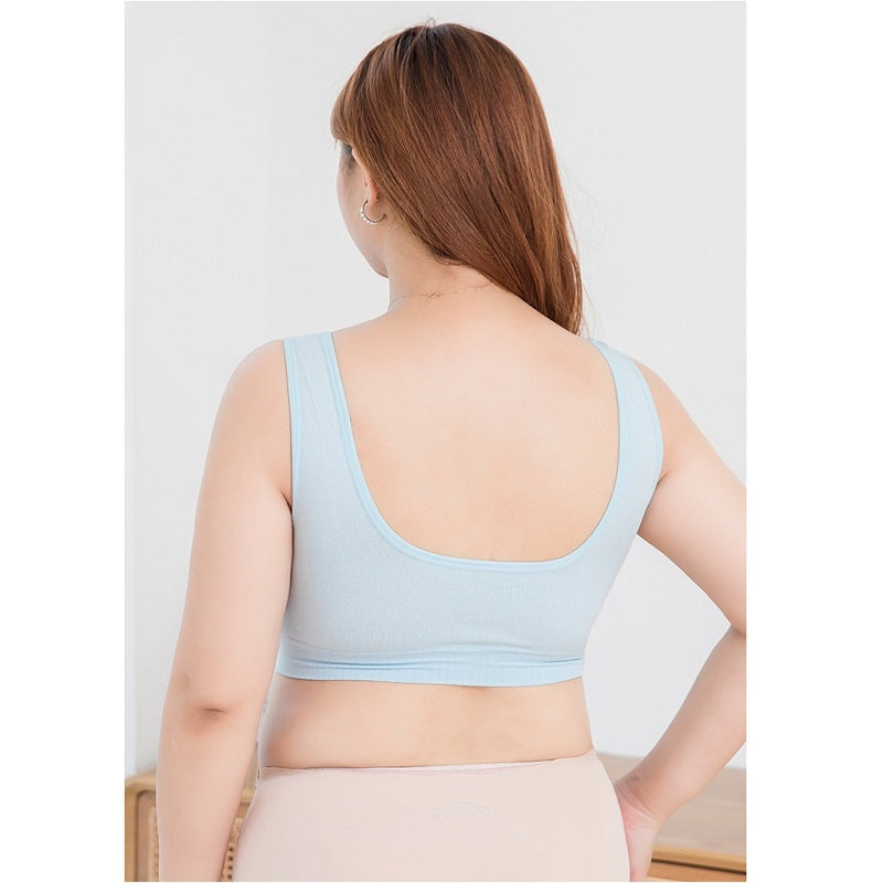 Front Closure Plus Size Women's Feeding Bra Fat Mother Comfortable Seamless Nursing Bra Removable Double Straps Postnatal Bra