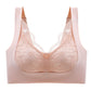 Latex Padded Wire Free Lace Bra Women's Sexy Push Up Bra Laser Cut Adjustable Corrector Bralette Anti-sagging