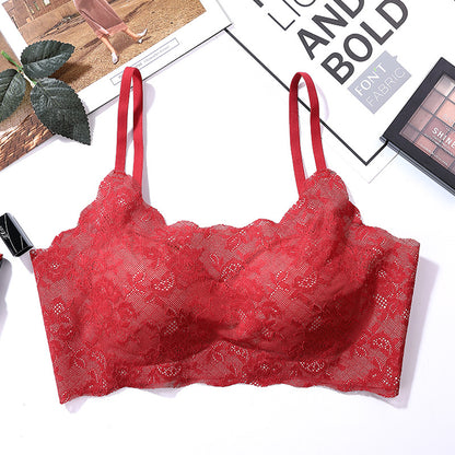 New Arrival Sexy Lace Ice Silk One-Piece Wireless Underwear Comfortable Push Up Sleeping Bra For Women
