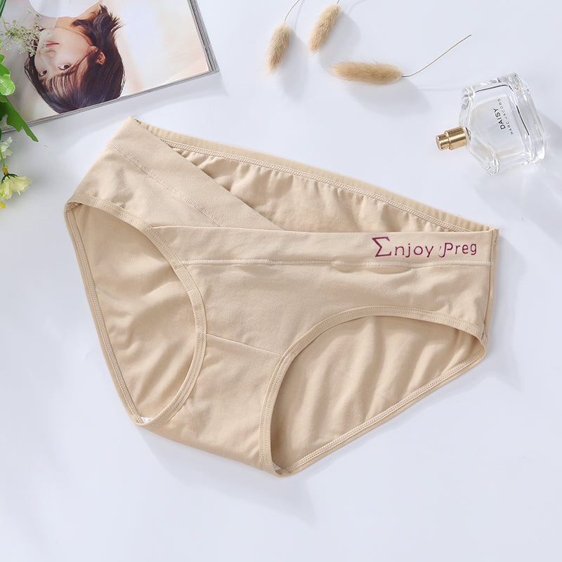 Low Waist CROSS-CRISS Cotton Women Pregnancy Panties Under The Bump Postpartum Briefs Maternity Underwear