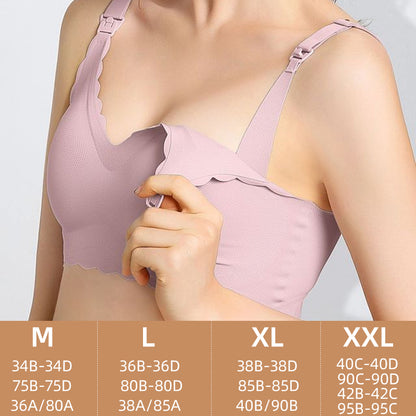 Laser Cutting Breastfeeding Nursing Bra Front Open Vest Bra Nursing Breathable Wireless Maternity Bra With Removable Padded