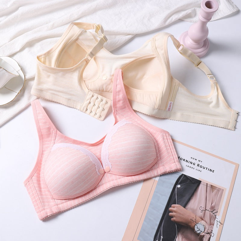 Women Wireless Baby Feeding Bra Full Bust Adjustable Straps Nursing Soft Maternity Bra Front Button Closure Breast Feeding Bra