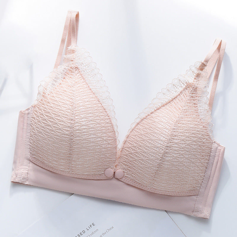 Soft Lace Breastfeeding Bra Gathered Nursing Underwear Comfortable Baby Feeding Pregnant Women's Lingerie Bras Front Open Buckle