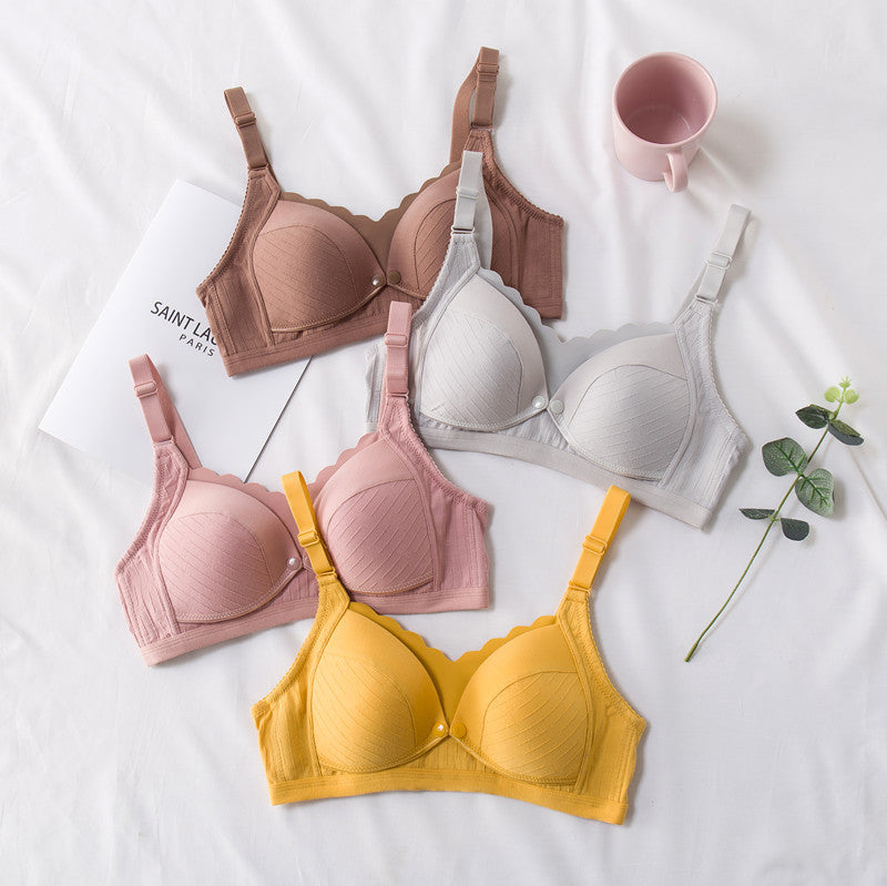 High-Quality Cotton Breastfeeding Nursing Bra Front Open Button Thin Comfortable Maternity Bra Solid Color Pregnancy Underwear