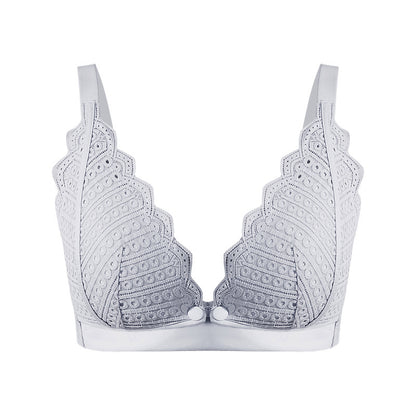 2021 New Lace Maternity Underwear Pure Cotton Lining Gathered Wire-Free Breastfeeding Nursing Bra Front Opening Buckle