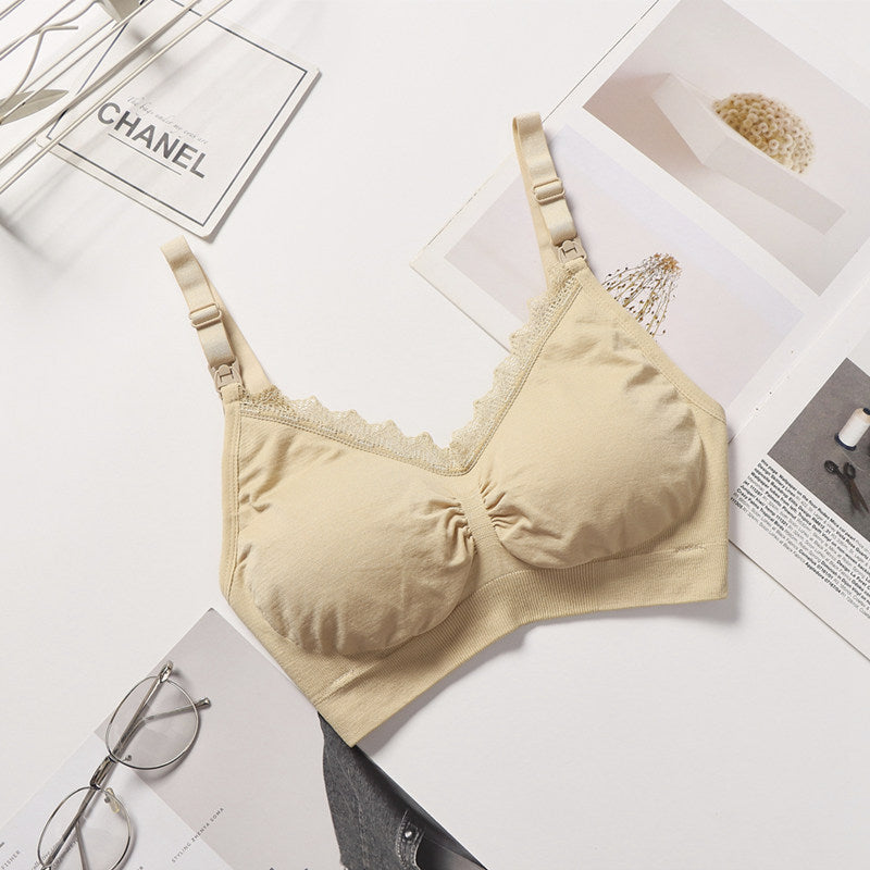 New arrival thin lace pregnant women's underwear removable padded maternity apparel bras wireless comfort breathable nursing bra