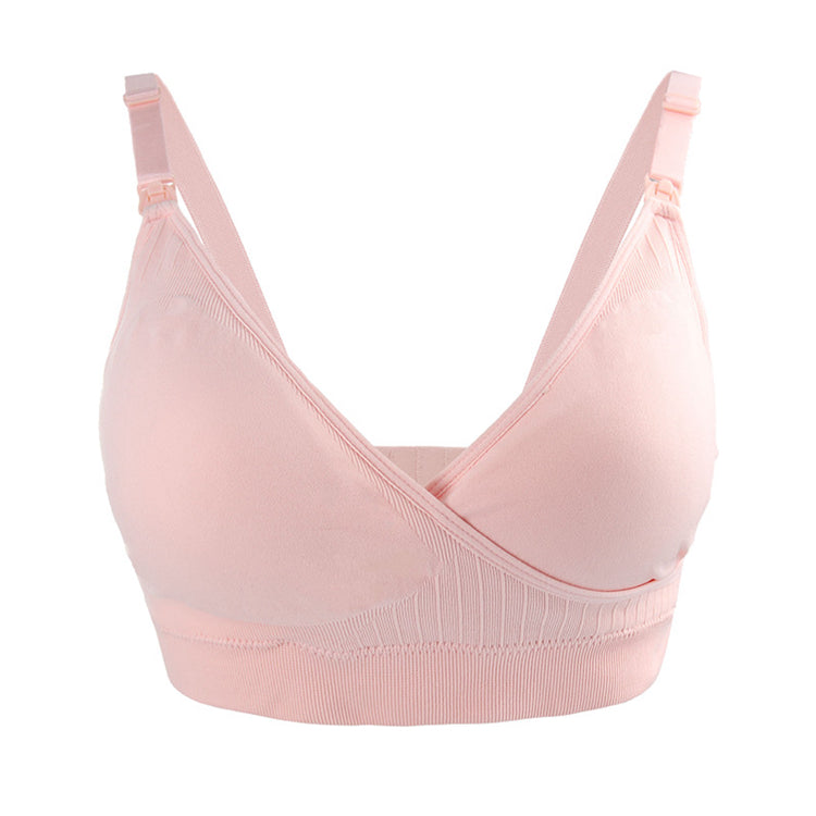 Seamless V Neck Cross-Criss Nursing Bra Breastfeeding High Elastic Wireless Removable Padded Maternity Feeding Bra