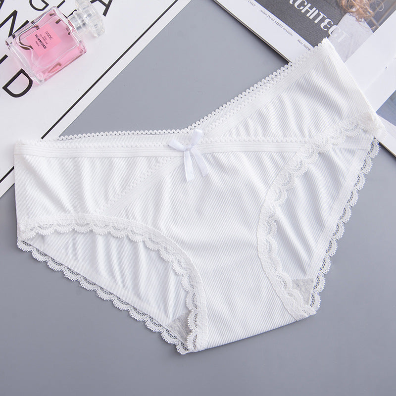 Large Size Maternity Panties Women's Pure Cotton Crotch Low Waist Lace Breathable Pregnancy Postpartum Briefs Underwear