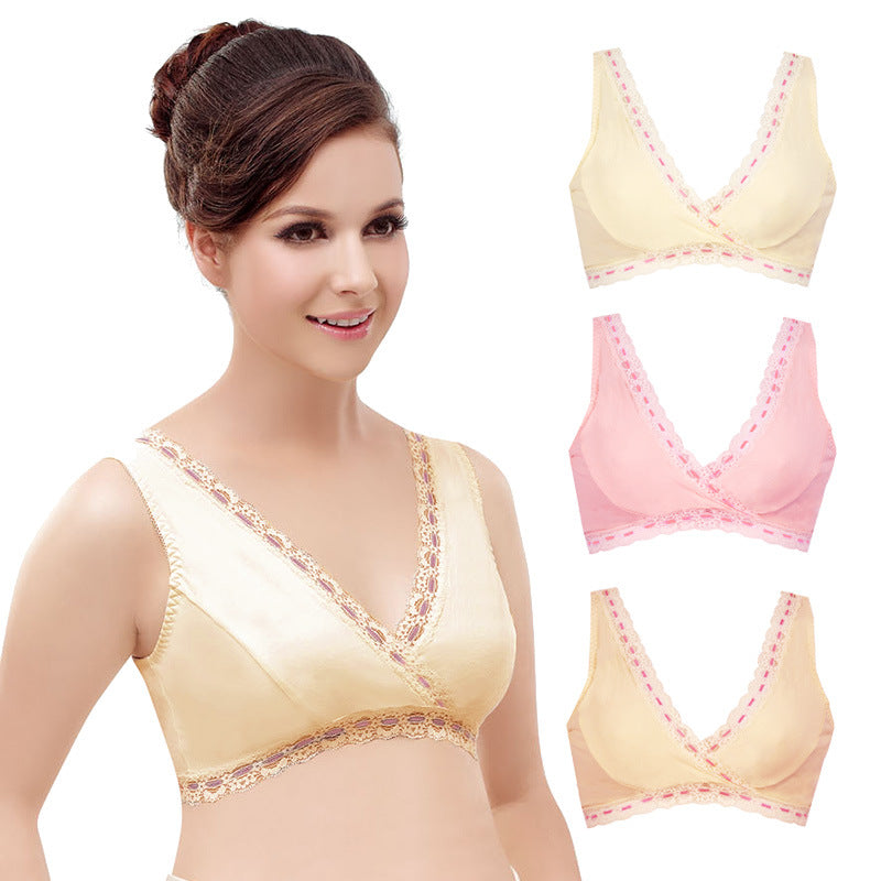 Soft Cotton Pregnant Women's Underwear Criss-Cross Vest Style Bralette Wireless Lace Pregnancy Nursing Bra