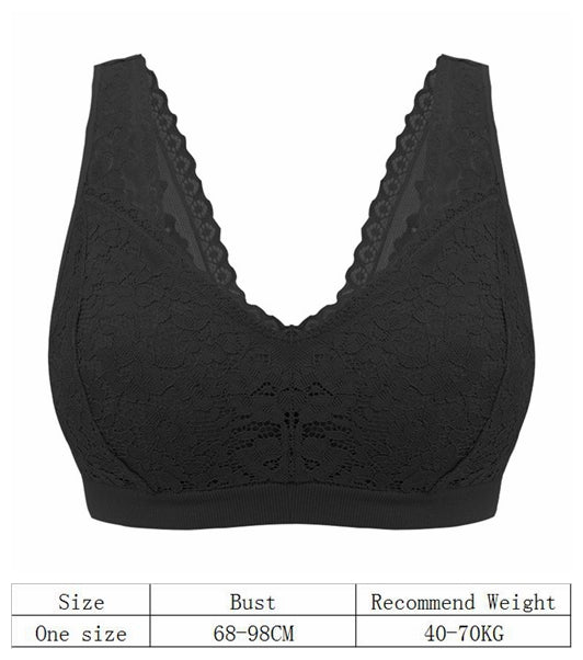 New arrival ladies elegant seamless lace underwear wireless removable pad push up vest bra