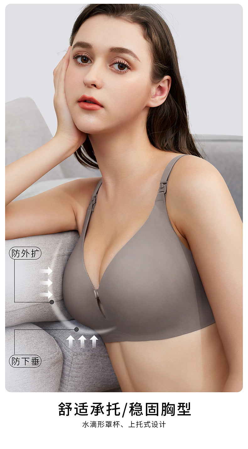 One-piece Front Open Wirefree Maternity Bra Seamless Comfortable Breastfeeding Nursing Bra Push Up For Pregnant Women