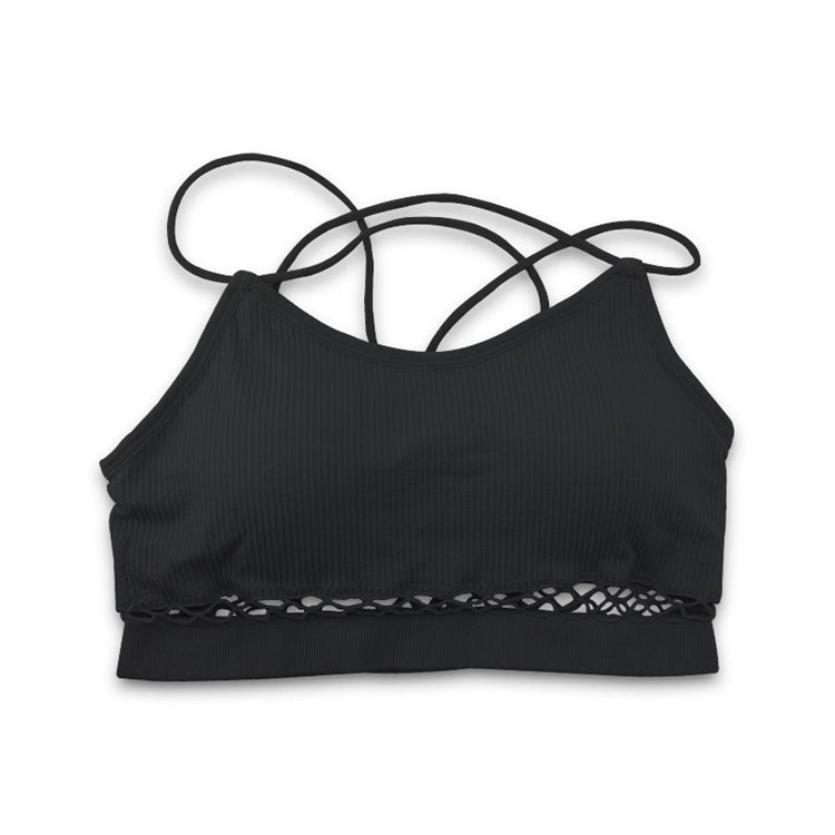 Sexy Women Spaghetti Straps Mesh Camisole Seamless Removable Padded Sport Fitness Running Yoga Bra