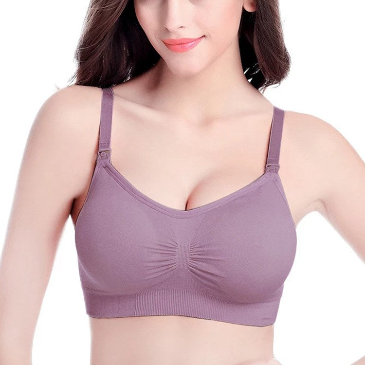 Plus Size Women Push Up Nursing Bra Seamless Wire Free Support Maternity Removable Pad Bra Breastfeeding Nursing Bra