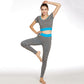 Wholsale Elastic Short Sleeve Gym Seamless Yoga Set Women Short Sleeve Casual Two Piece Sport Set Women Clothing