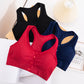 Summer Removable Pad Front Open Button Yoga Sports Bra Sexy Cardigan Tank Tops Sleeveless Fitness Camisole