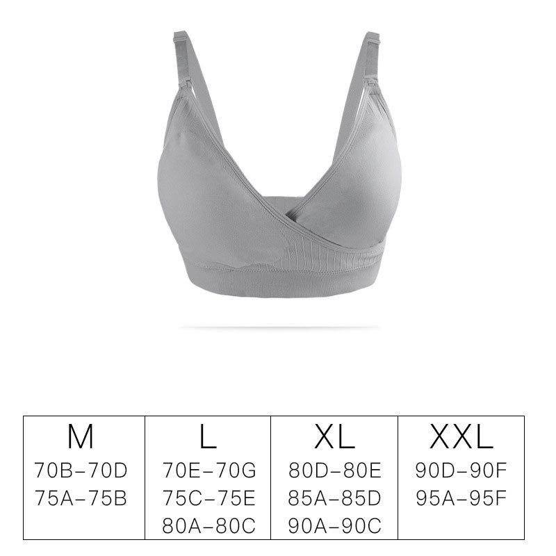 Seamless V Neck Cross-Criss Nursing Bra Breastfeeding High Elastic Wireless Removable Padded Maternity Feeding Bra