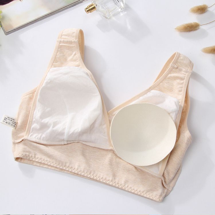 High elastic breathable wireless nursing bra cotton side closure breastfeeding underwear removable padded maternity bra