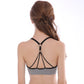 Sexy breathable sport fitness vest brief set letter print removable pad bra women's backless bandage seamless sport bra top
