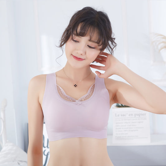 Hot Sexy Comfortable Laser Cutting Bra Wireless Yoga Sleep Removable Pad Bra For Women Summer Lace Intimates