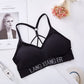 Sexy breathable sport fitness vest brief set letter print removable pad bra women's backless bandage seamless sport bra top