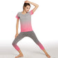 Wholsale Elastic Short Sleeve Gym Seamless Yoga Set Women Short Sleeve Casual Two Piece Sport Set Women Clothing