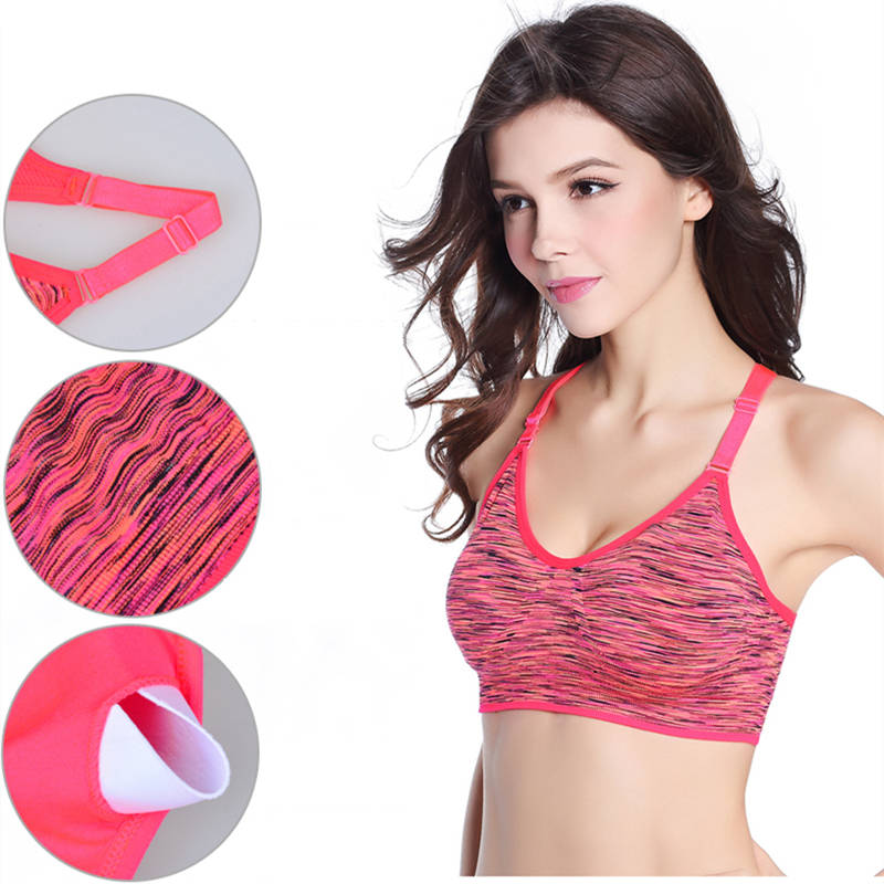 Women High Impact Push Up Underwear Tops Supportive Yoga Sports Bra Removable Pad Adjustable Straps Gym Bralette