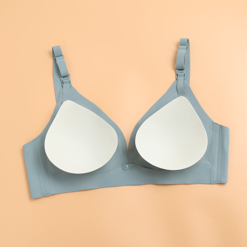 Wholesale Pregnant Women Front Open Buckle Feeding Bra Solid Color Maternity Nursing Bra with Removable Pads