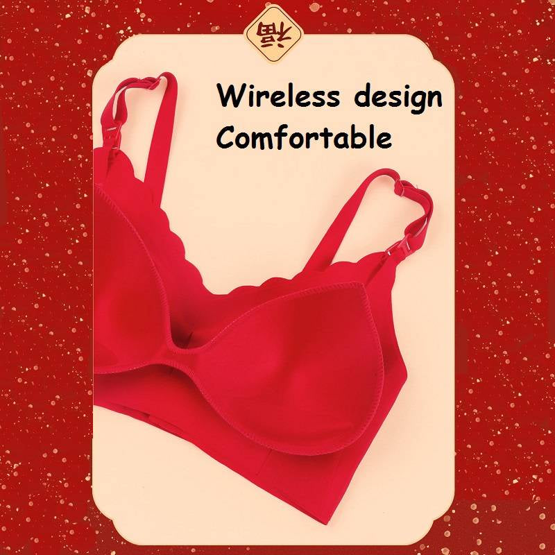 Nursing Underwear Set New Year Gift Set Red Underwear Wireless Maternity Bra Nursing Bra Low Waist Hip Lifting Panties