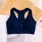 Summer Removable Pad Front Open Button Yoga Sports Bra Sexy Cardigan Tank Tops Sleeveless Fitness Camisole