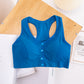 Summer Removable Pad Front Open Button Yoga Sports Bra Sexy Cardigan Tank Tops Sleeveless Fitness Camisole