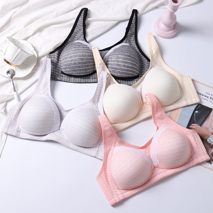 Women Wireless Baby Feeding Bra Full Bust Adjustable Straps Nursing Soft Maternity Bra Front Button Closure Breast Feeding Bra