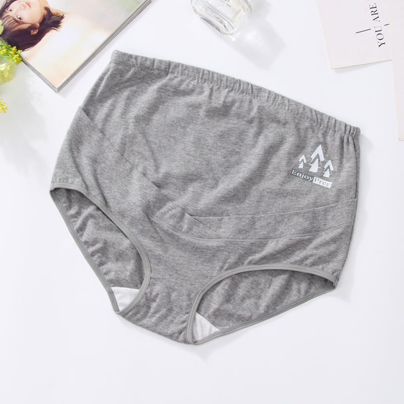 Breathable plus size cute cartoon print maternity underwear adjustable high waist over bump belly lift pregnant women's panties