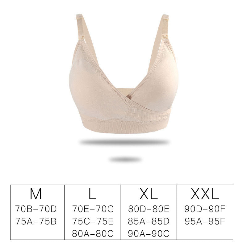 Seamless V Neck Cross-Criss Nursing Bra Breastfeeding High Elastic Wireless Removable Padded Maternity Feeding Bra