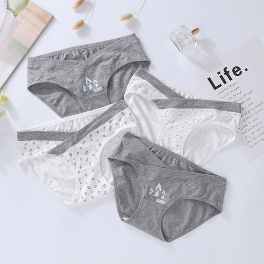 4 Pieces Per Set Women Cotton Low Waist Front CROSS-CRISS Pregnancy Panties Under Bump Maternity Underpants Postpartum Briefs