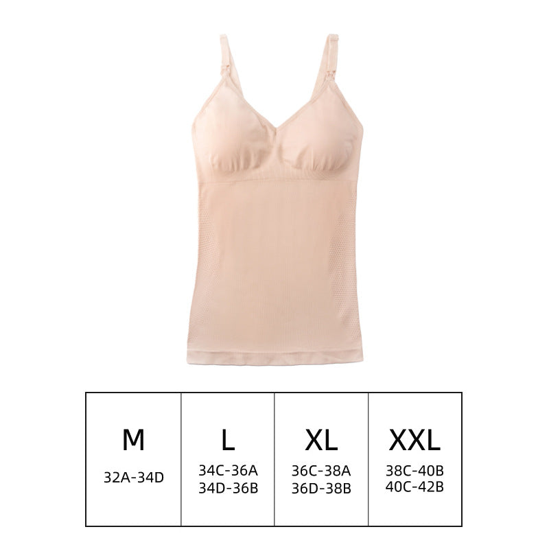 Women's Seamless Nursing Bra Maternity Underwear Bra with Padding Threaded Shapewear Waist Slimming Clothes Tank Top