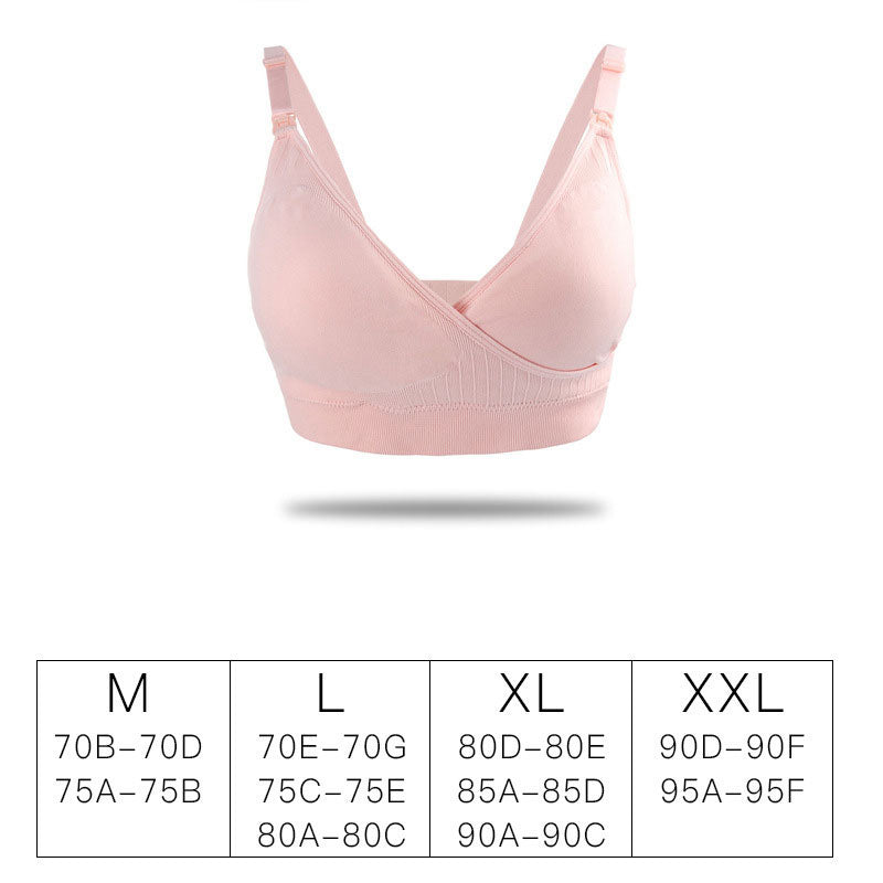 Seamless V Neck Cross-Criss Nursing Bra Breastfeeding High Elastic Wireless Removable Padded Maternity Feeding Bra