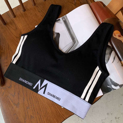 High Impact shockproof running yoga sports bra letter print fitness removable padded underwear women wireless sport bra top